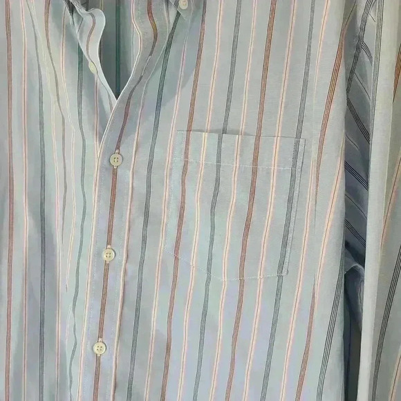 L.L.Bean Mens Blue Stripe Long Sleeve Button Down Shirt Trim Fit Size Large - Picture 3 of 7